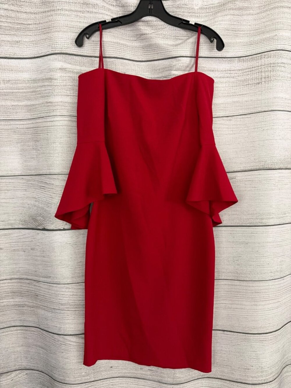 Chelsea28 Red Ruffle Sleeve Strapless Sheath Dress Size 4